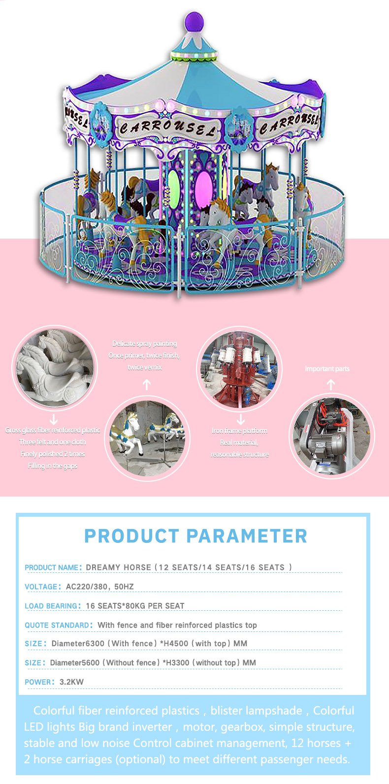  Most Popular Carousel Horse Ride For Sale|Amusement Park Merry Go Round Made In China